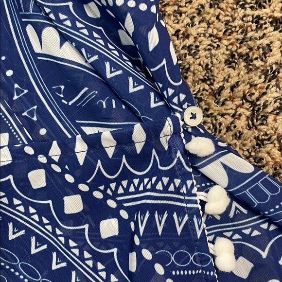 VENUS Bohemian Blue and White Pom Pom Patterned Swim Cover Up Size 1X | NWOT - Picture 4 of 6